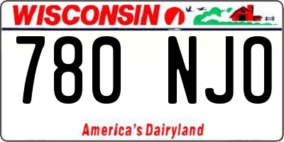 WI license plate 780NJO