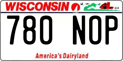 WI license plate 780NOP