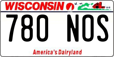 WI license plate 780NOS