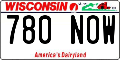 WI license plate 780NOW