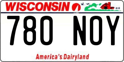 WI license plate 780NOY