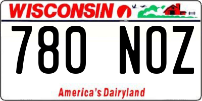WI license plate 780NOZ