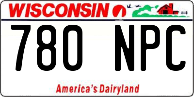 WI license plate 780NPC