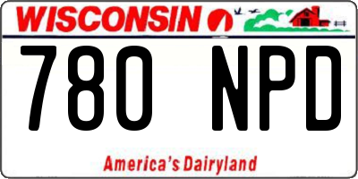 WI license plate 780NPD