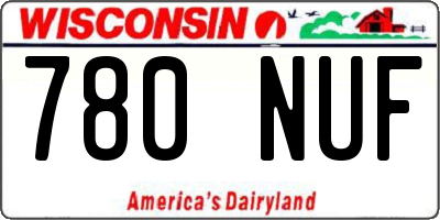 WI license plate 780NUF