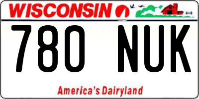 WI license plate 780NUK