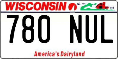 WI license plate 780NUL
