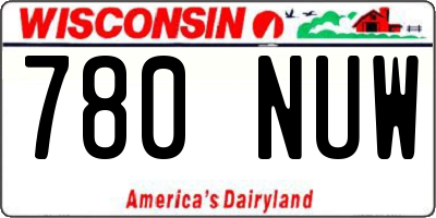 WI license plate 780NUW