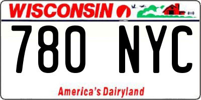 WI license plate 780NYC