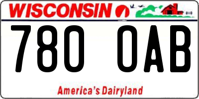 WI license plate 780OAB