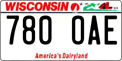 WI license plate 780OAE