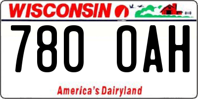 WI license plate 780OAH