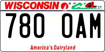 WI license plate 780OAM