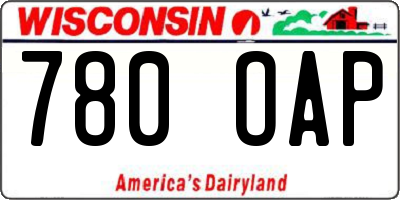 WI license plate 780OAP