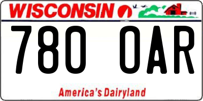 WI license plate 780OAR
