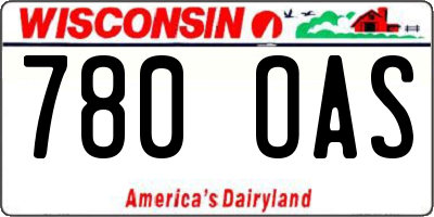 WI license plate 780OAS
