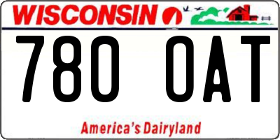 WI license plate 780OAT