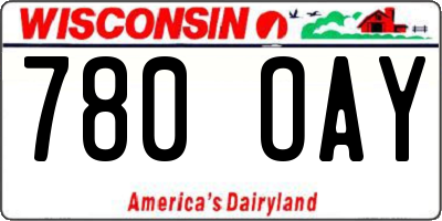 WI license plate 780OAY