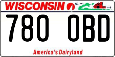 WI license plate 780OBD