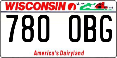 WI license plate 780OBG