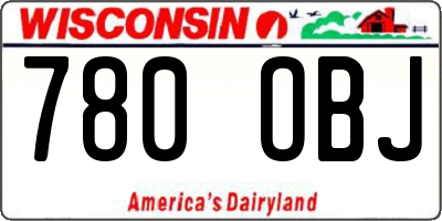WI license plate 780OBJ