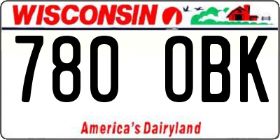 WI license plate 780OBK