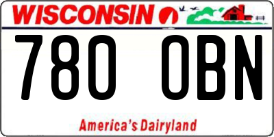 WI license plate 780OBN