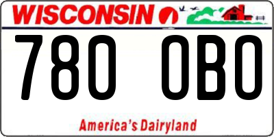 WI license plate 780OBO