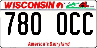 WI license plate 780OCC