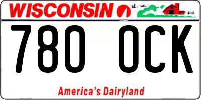 WI license plate 780OCK