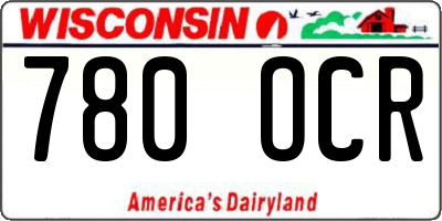 WI license plate 780OCR