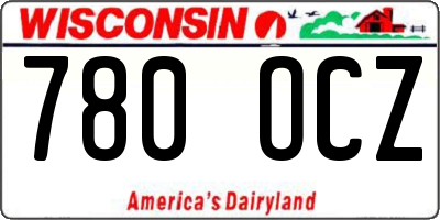 WI license plate 780OCZ