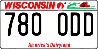 WI license plate 780ODD