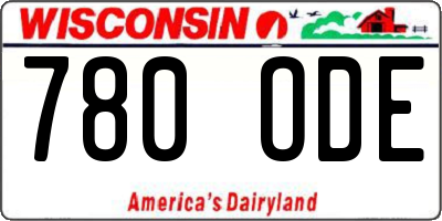 WI license plate 780ODE