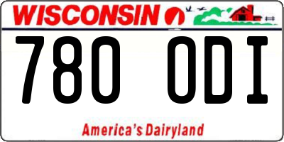 WI license plate 780ODI