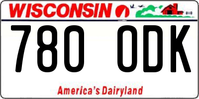 WI license plate 780ODK