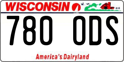 WI license plate 780ODS