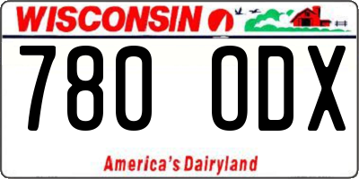 WI license plate 780ODX