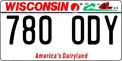 WI license plate 780ODY