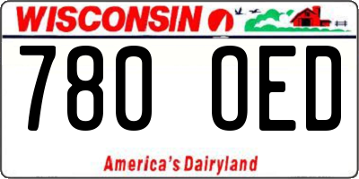 WI license plate 780OED
