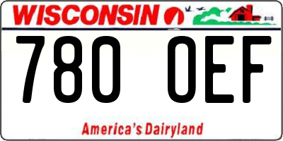 WI license plate 780OEF