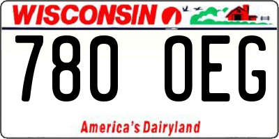WI license plate 780OEG