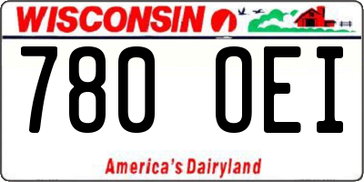 WI license plate 780OEI