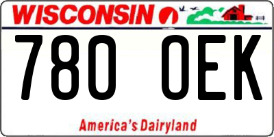WI license plate 780OEK