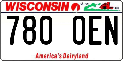 WI license plate 780OEN
