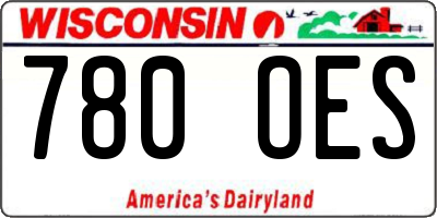 WI license plate 780OES