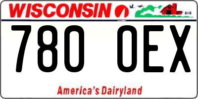 WI license plate 780OEX