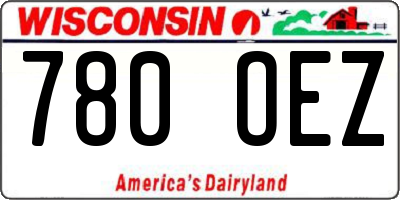 WI license plate 780OEZ