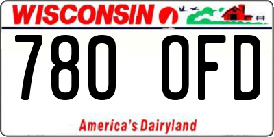 WI license plate 780OFD