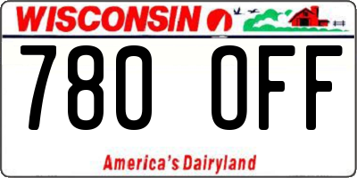 WI license plate 780OFF